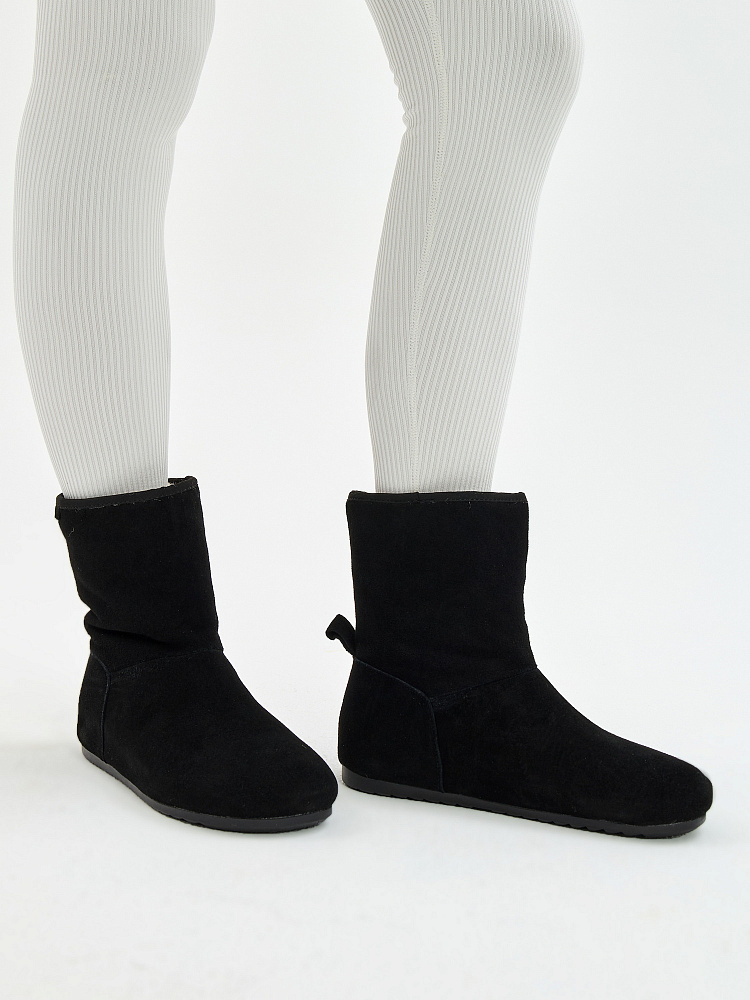 Черные зимние полусапоги из бархатистого велюра Respect