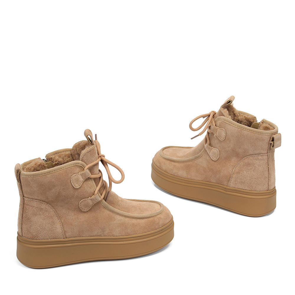 Коричневые зимние ботинки из бархатистого велюра Respect