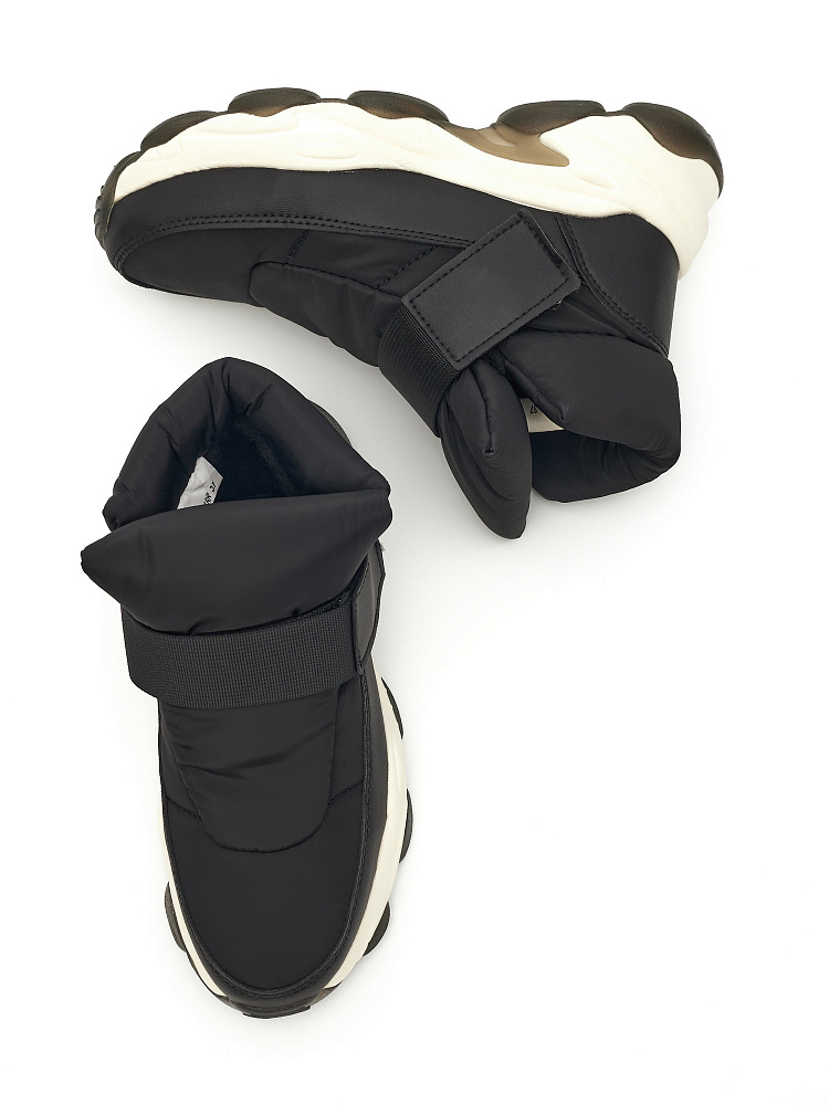 Черные дутики из экокожи и текстиля Respect