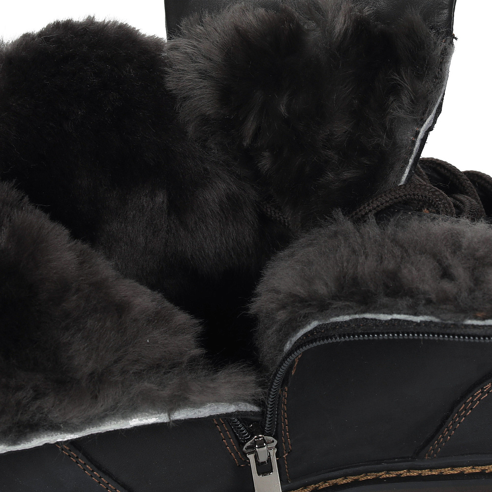 Черные зимние ботинки из гладкой кожи Respect