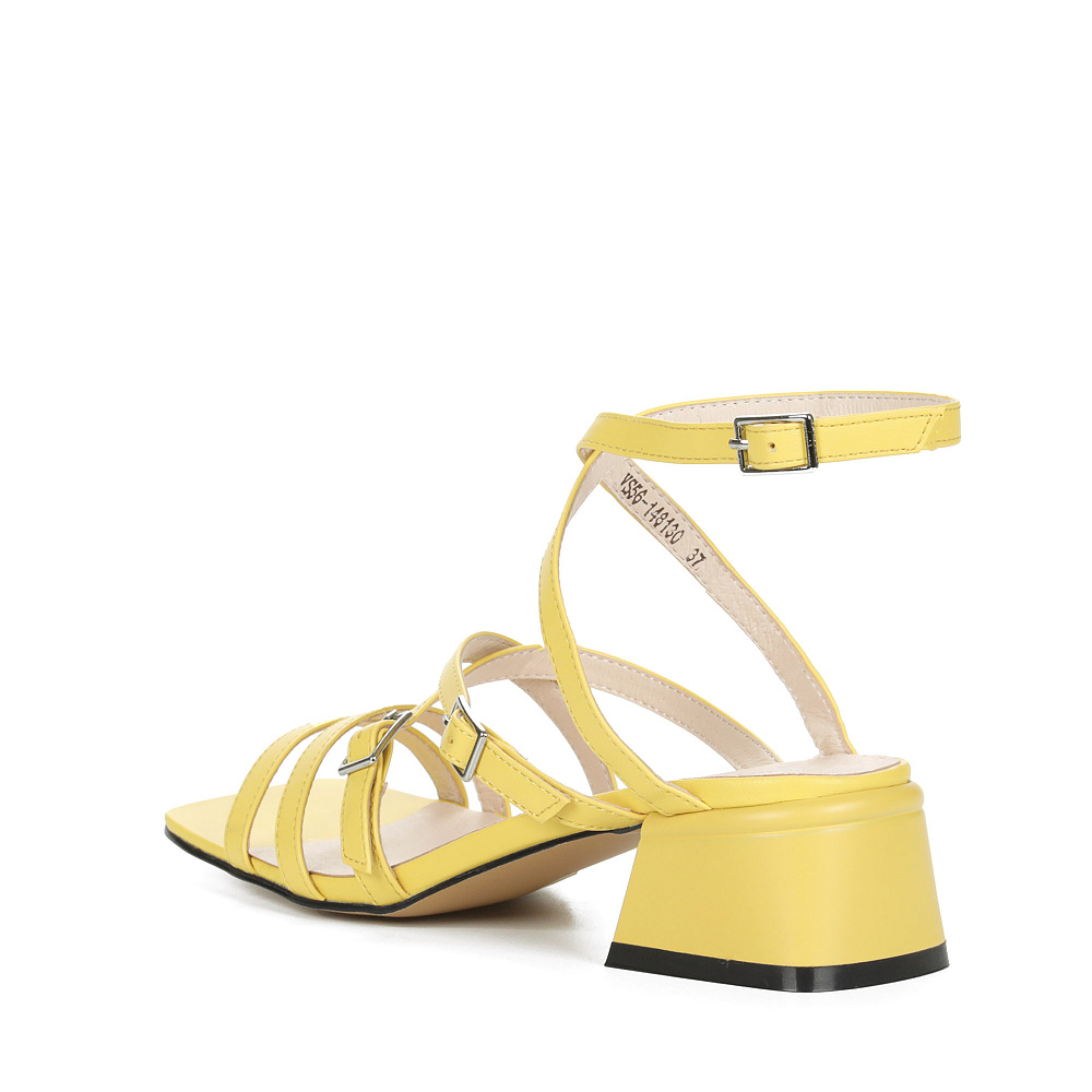 Желтые босоножки из экокожи на подкладке из экокожи на каблуке трапеция Respect