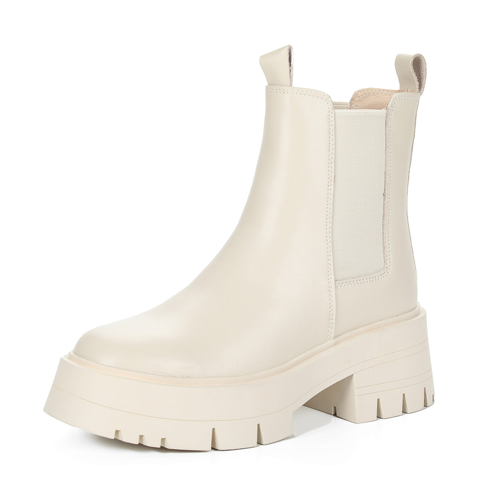 Бежевые утепленные челси из кожи Respect