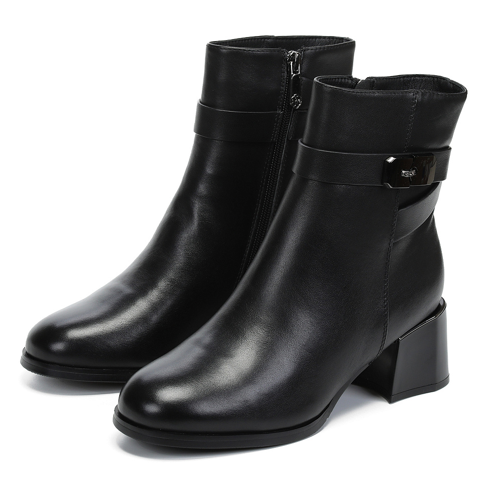 Черные зимние ботильоны из кожи RESPECT PREMIUM