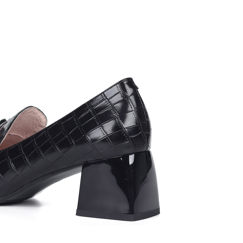 Черные лоферы из кожи с тиснением под рептилию Respect