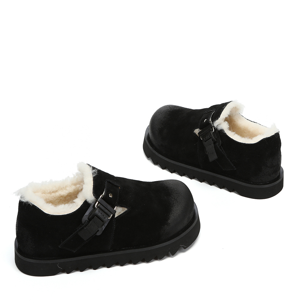 Черные утепленные полуботинки из бархатистого велюра Respect