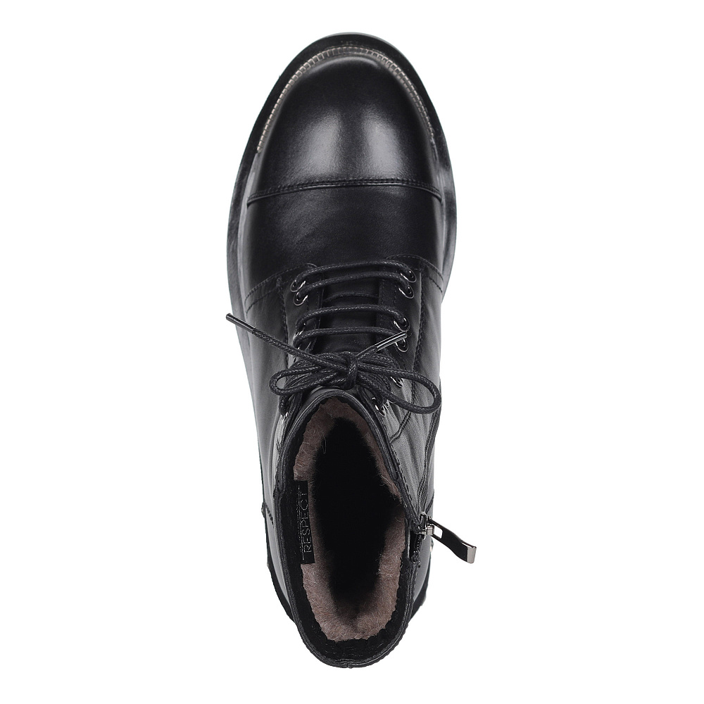 Черные ботинки из кожи на шнуровке Respect