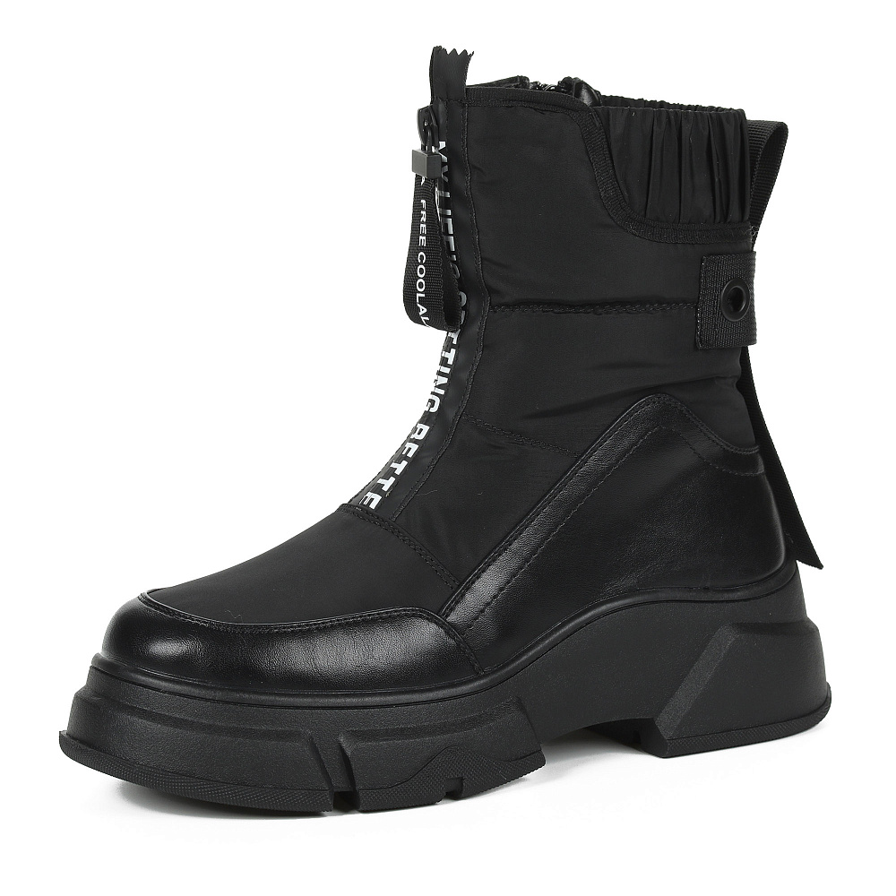 Черные дутики на молнии из текстиля на подкладке из шерсти Respect