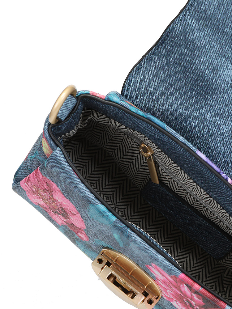 Синяя сумка мессенджер из экокожи с принтом Respect