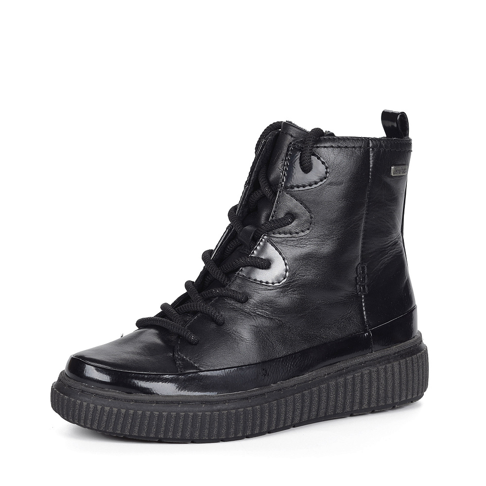 Черные кеды из кожи на подкладке из текстиля Jana