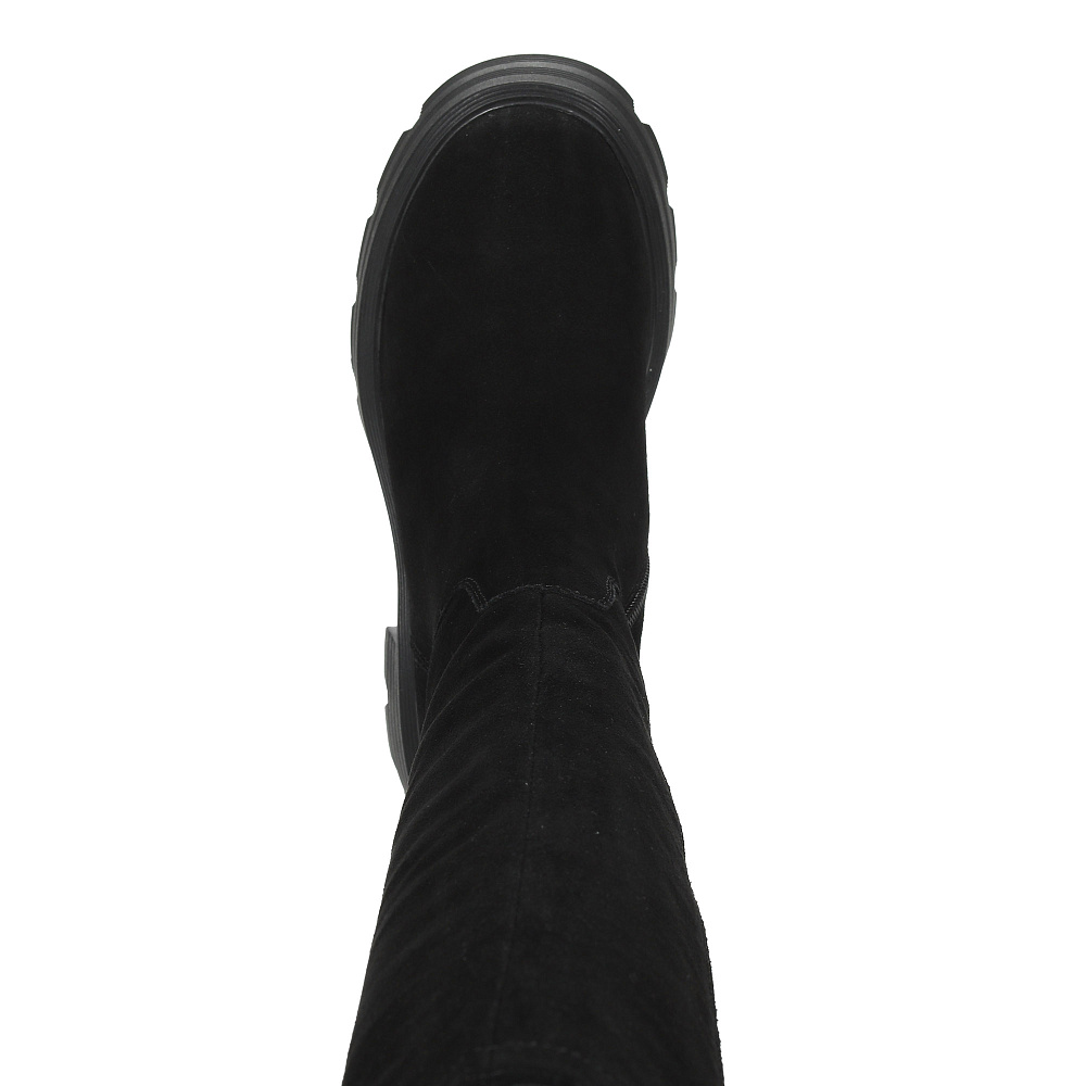 Черные утепленные ботфорты из бархатистого велюра Respect