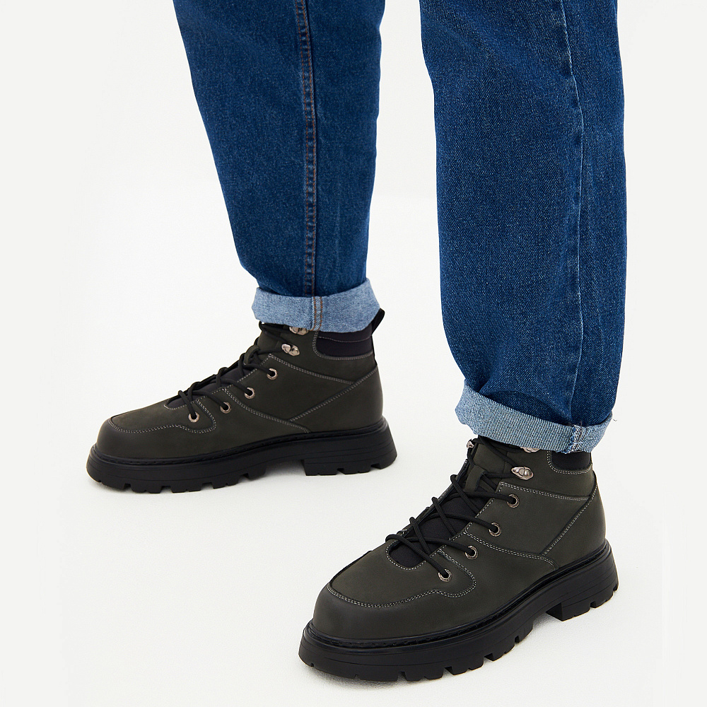 Серые ботинки из нубука Respect