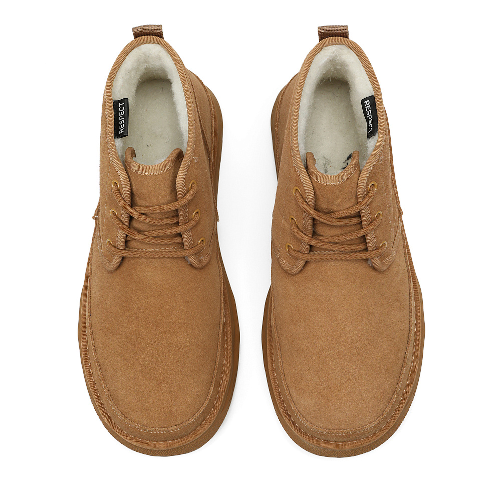 Рыжие угги из бархатистого велюра на шнурках Respect