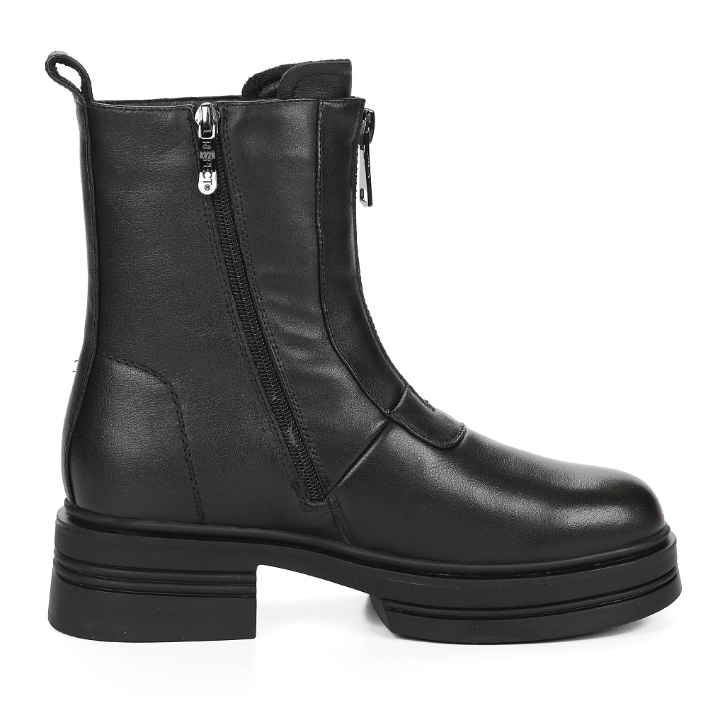 Черные утепленные полусапоги из гладкой кожи Respect