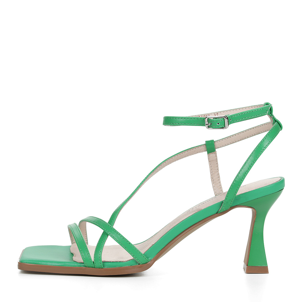Зеленые босоножки из кожи на подкладке из натуральной кожи на талированном каблуке Respect