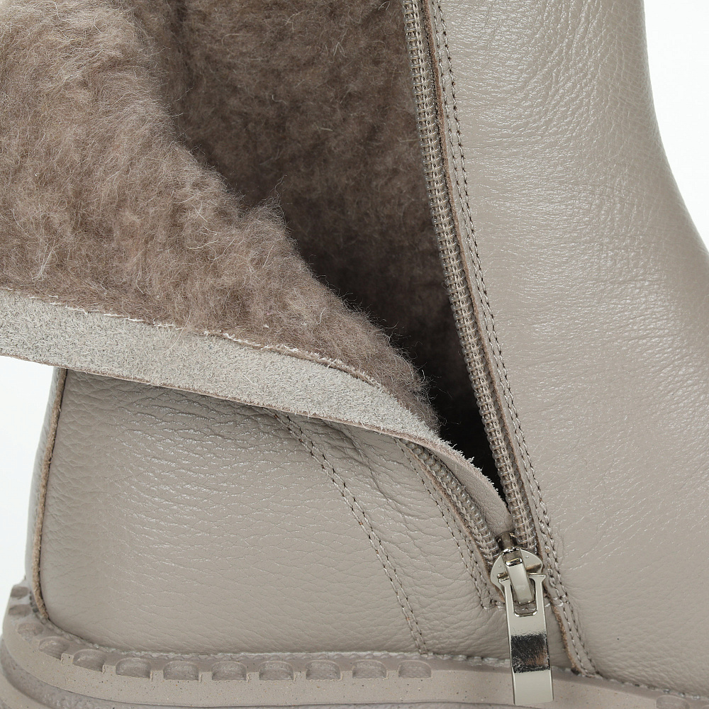 Серые утепленные полусапоги из гладкой кожи Respect