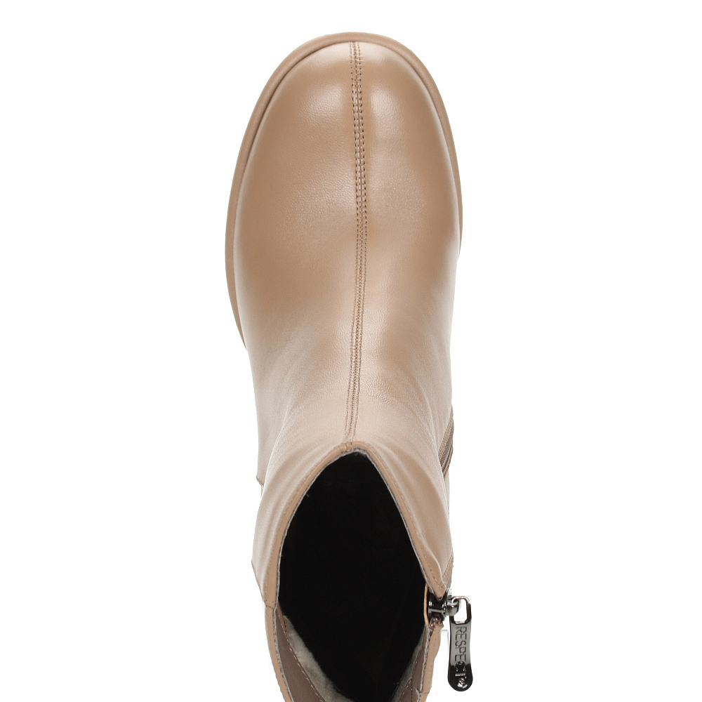 Темно-бежевые ботильоны из гладкой кожи Respect