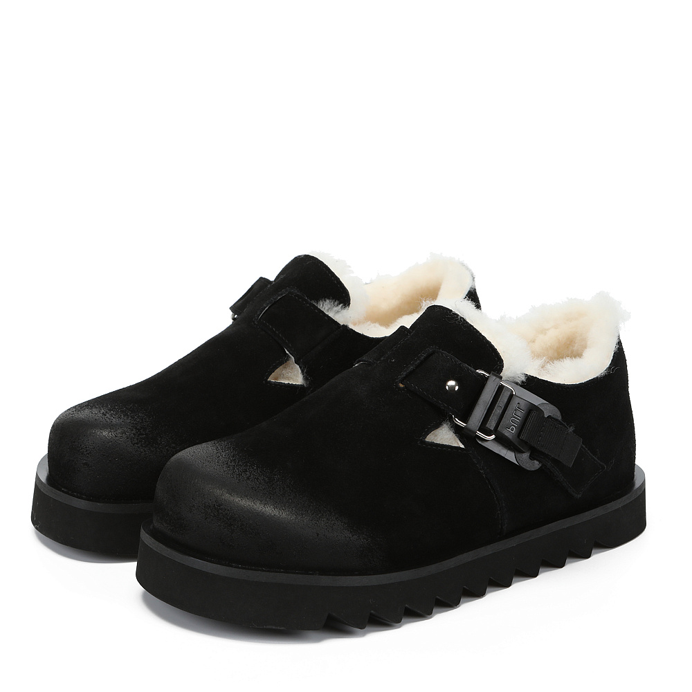 Черные утепленные полуботинки из бархатистого велюра Respect