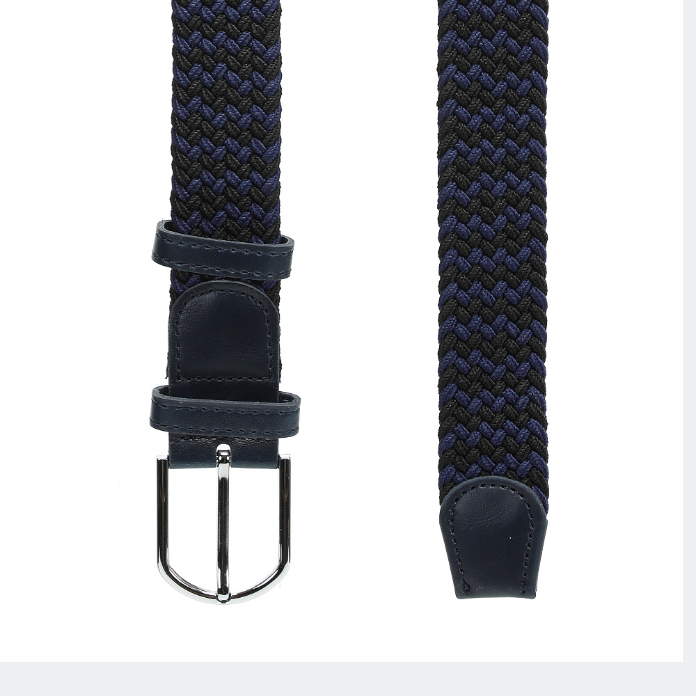 Черно-синий кожаный ремень Respect