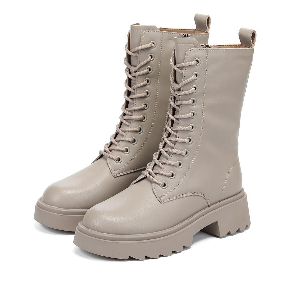 Бежевые зимние ботинки из кожи Respect