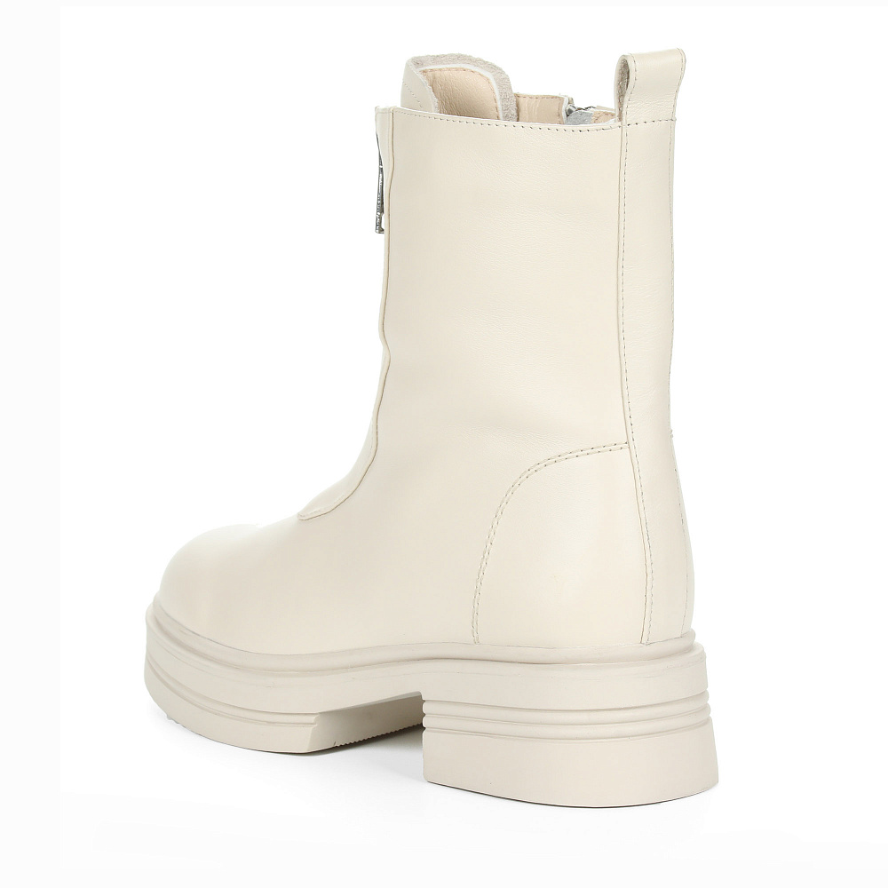 Светлые утепленные полусапоги из гладкой кожи Respect