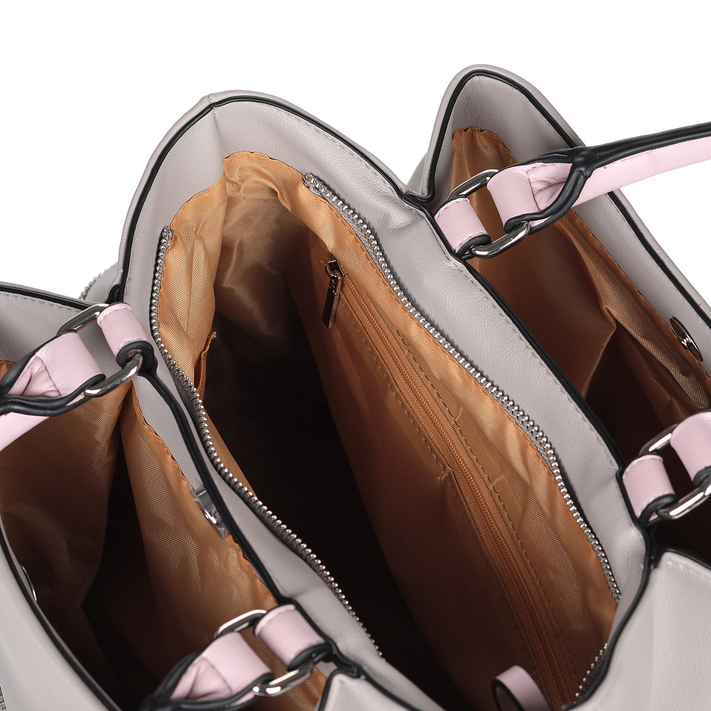 Серо-розовая сумка тоут из экокожи Portofiano