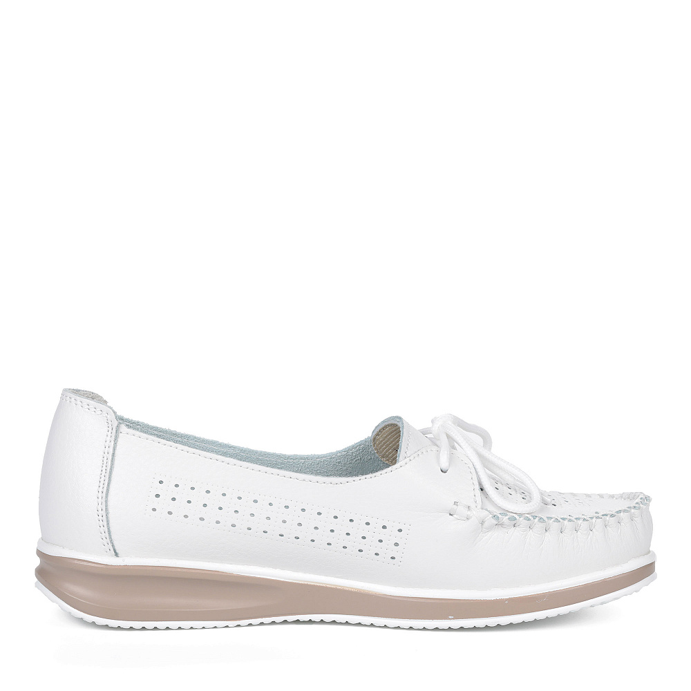 Белые топсайдеры из кожи с перфорацией Respect