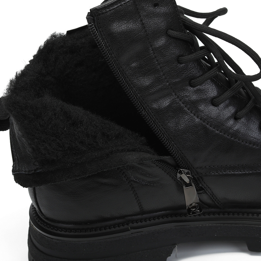 Черные зимние ботинки из гладкой кожи Respect