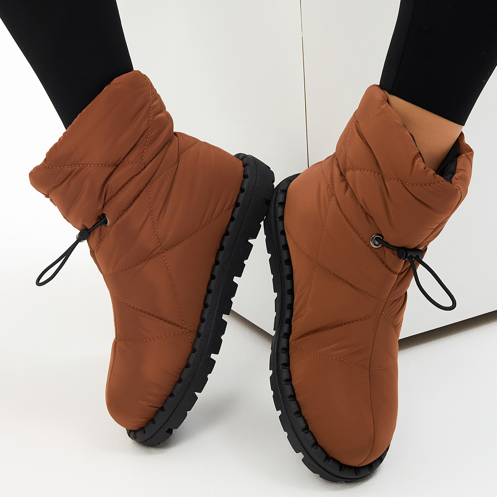 Рыжие утепленные дутики из текстиля Respect