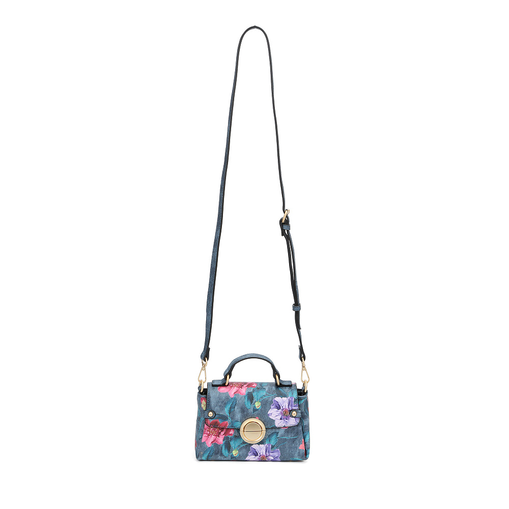 Синяя сумка мессенджер из экокожи с принтом Respect