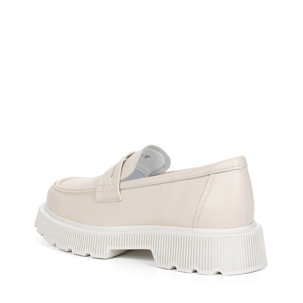 Бежевые пенни-лоферы из кожи без подкладки на тракторной подошве Respect