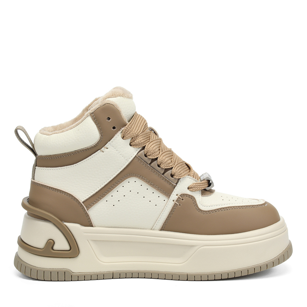 Бело-бежевые высокие кеды из кожи RSP LAB