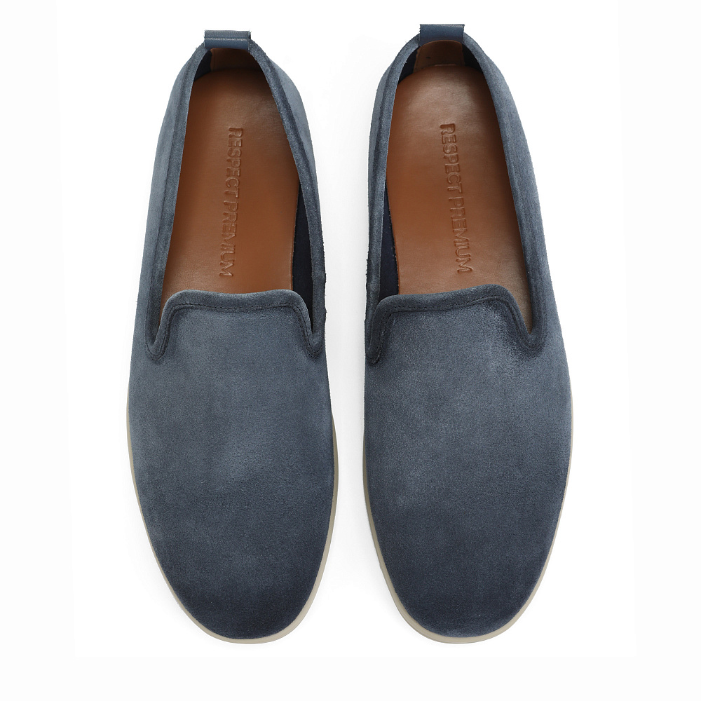 Синие слипоны из бархатистого велюра RESPECT PREMIUM