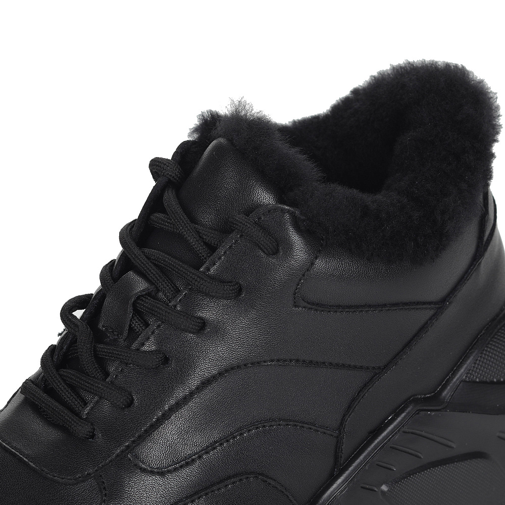 Черные кроссовки из кожи на подкладке из текстиля Respect