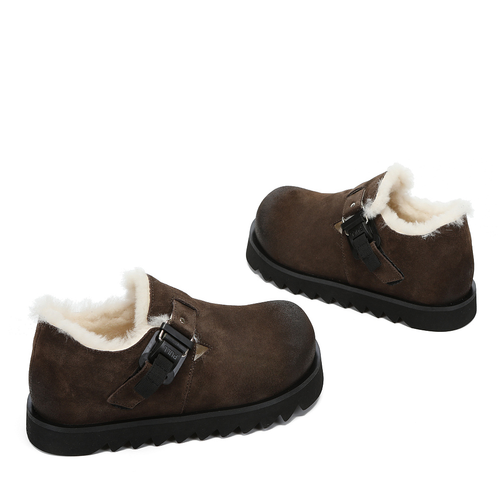 Коричневые утепленные полуботинки из бархатистого велюра Respect