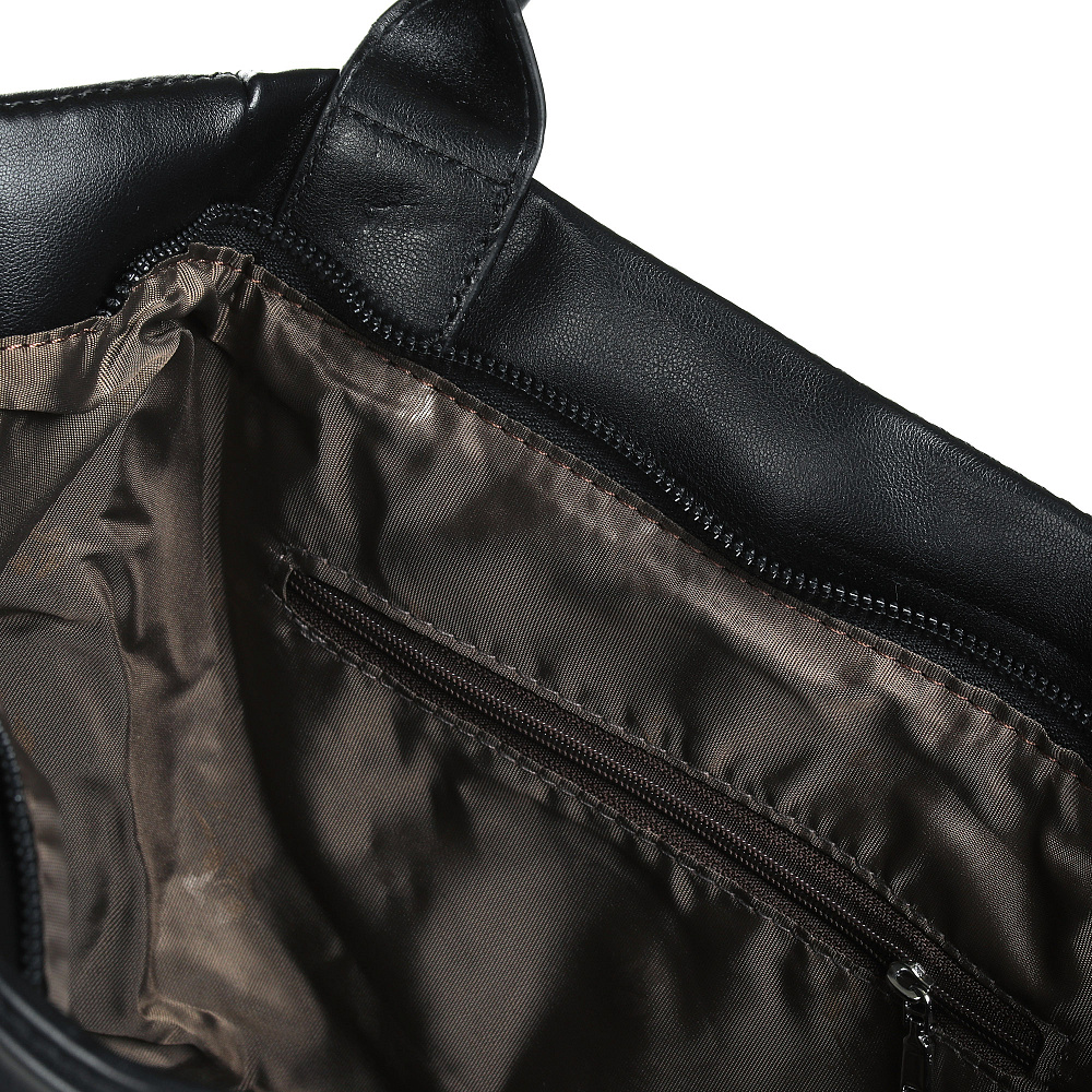 Черная сумка тоут из экокожи с дополнительным кошельком и наружным карманом на молнии Respect