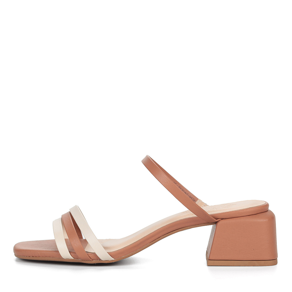 Бежево-коричневые  босоножки из кожи Respect