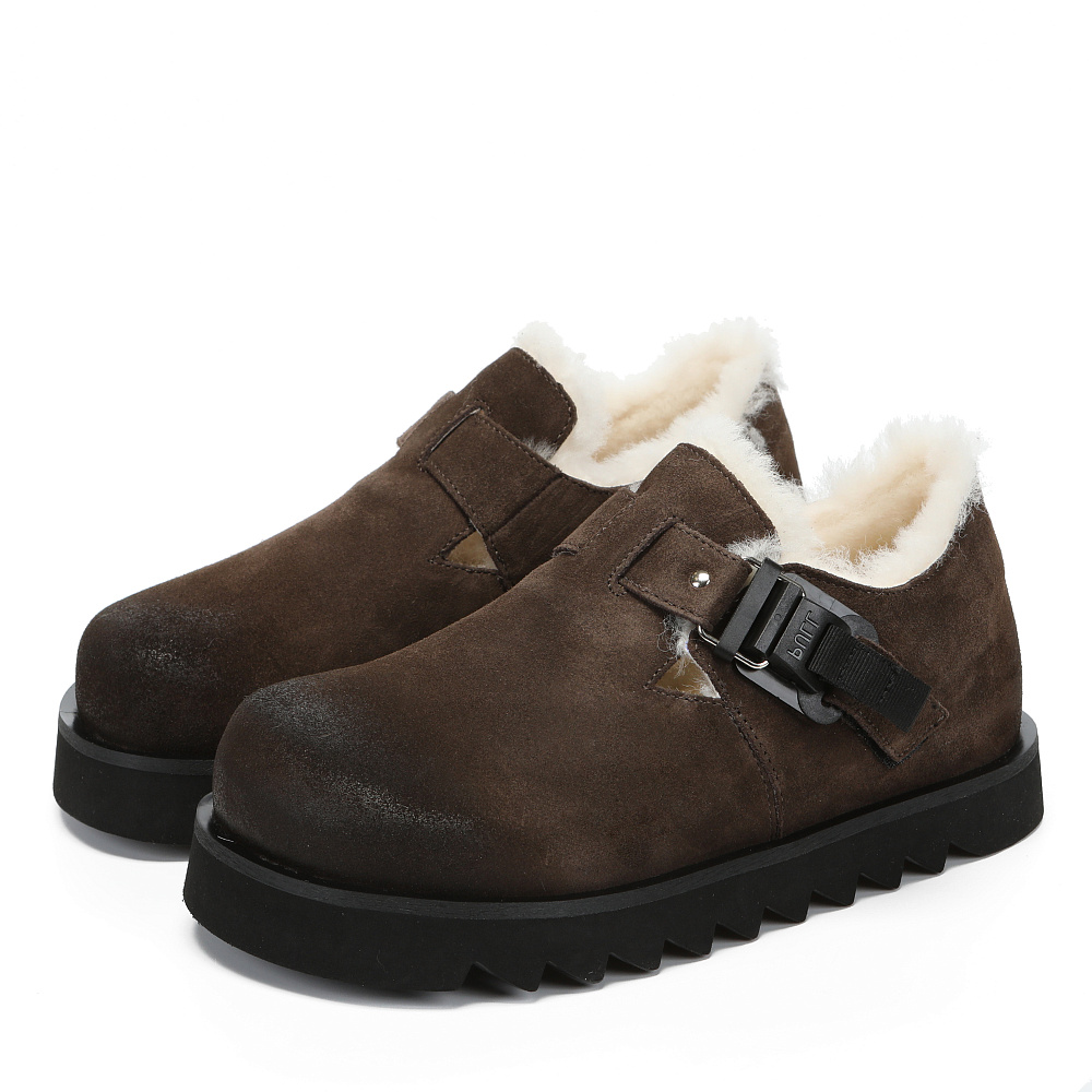 Коричневые утепленные полуботинки из бархатистого велюра Respect