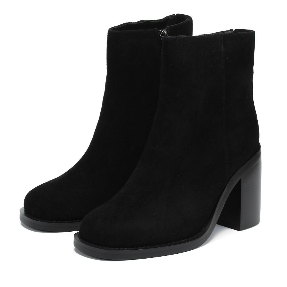 Черные зимние ботильоны из натурального велюра Respect