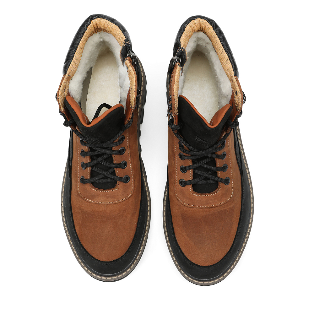 Черно-рыжие зимние ботинки из кожи Respect