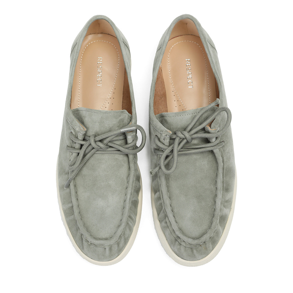 Зеленые топсайдеры из натурального велюра Respect