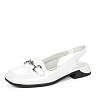 Белые открытые туфли из кожи на подкладке из экокожи на каблуке трапеция