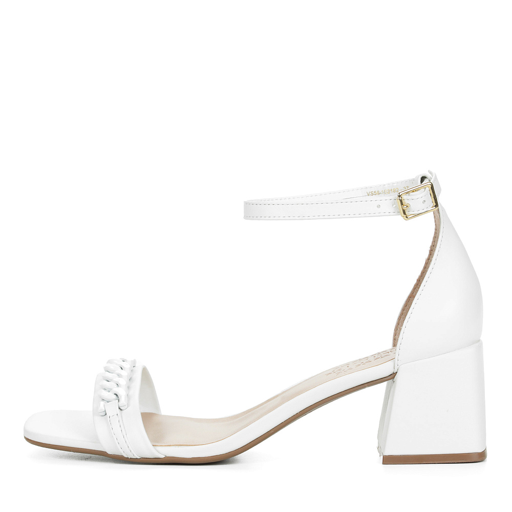 Белые босоножки с декором из цепи из кожи на подкладке из экокожи на квадратном каблуке Respect