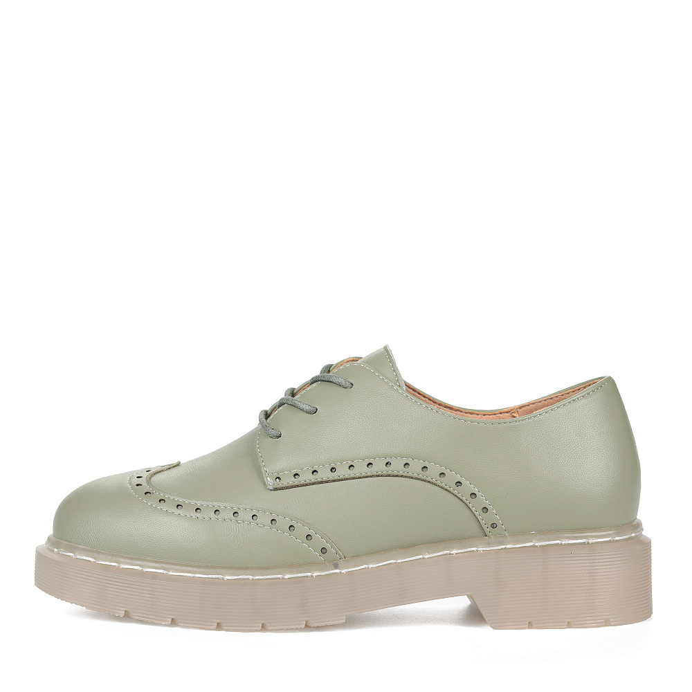 Зеленые полуботинки из кожи с брогированными элементами Respect