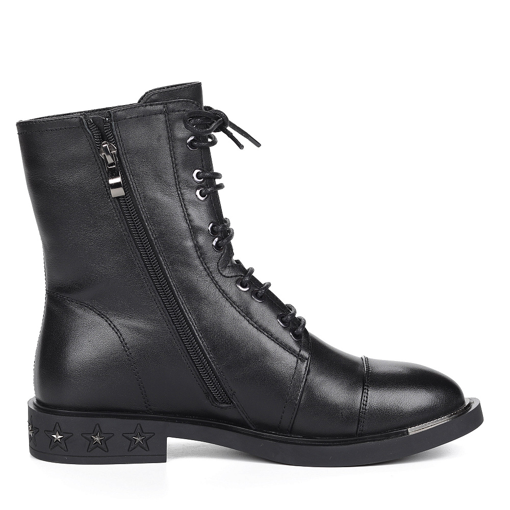 Черные ботинки из кожи на шнуровке Respect