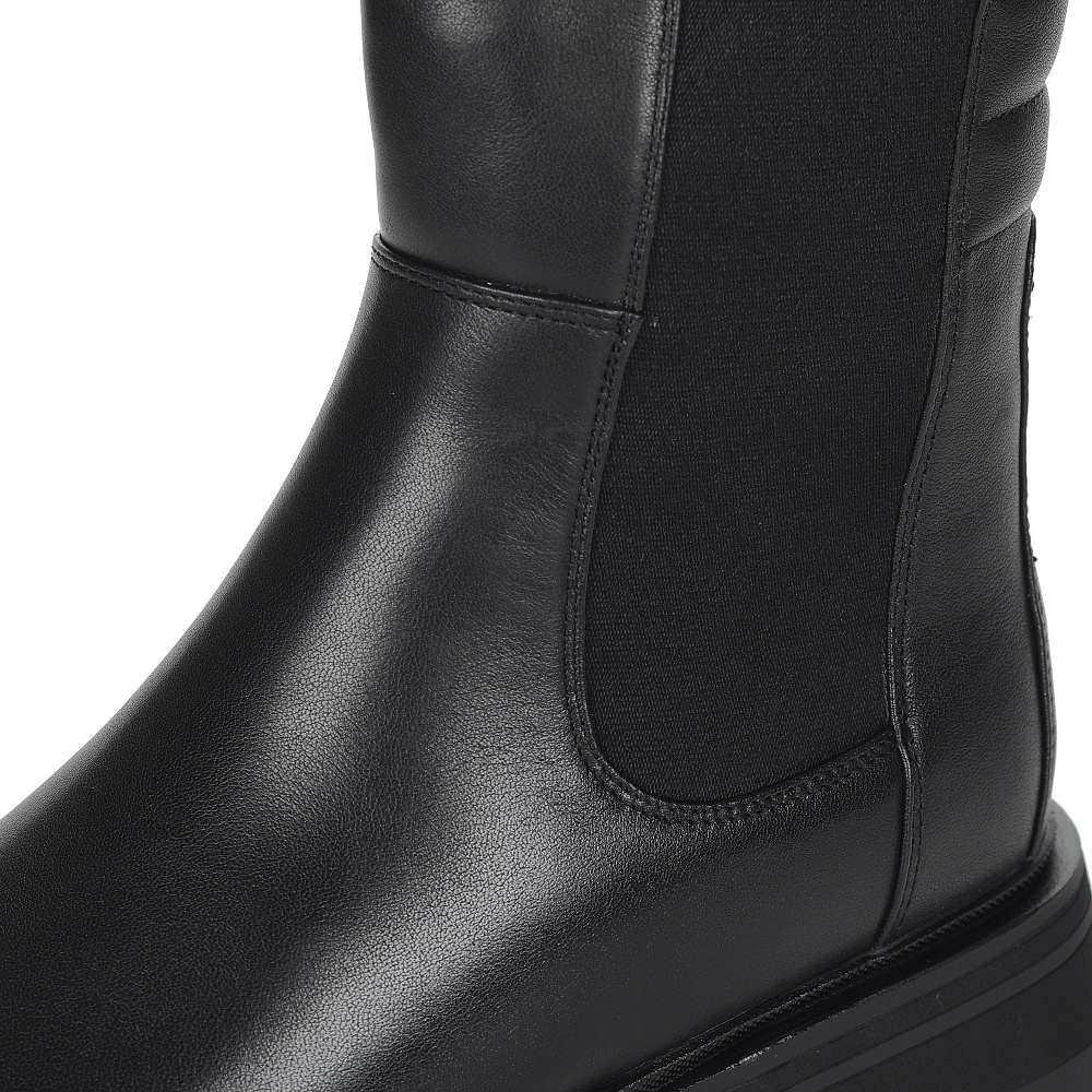 Черные ботинки челси из кожи на подкладке из натуральной шерсти на тракторной подошве Respect