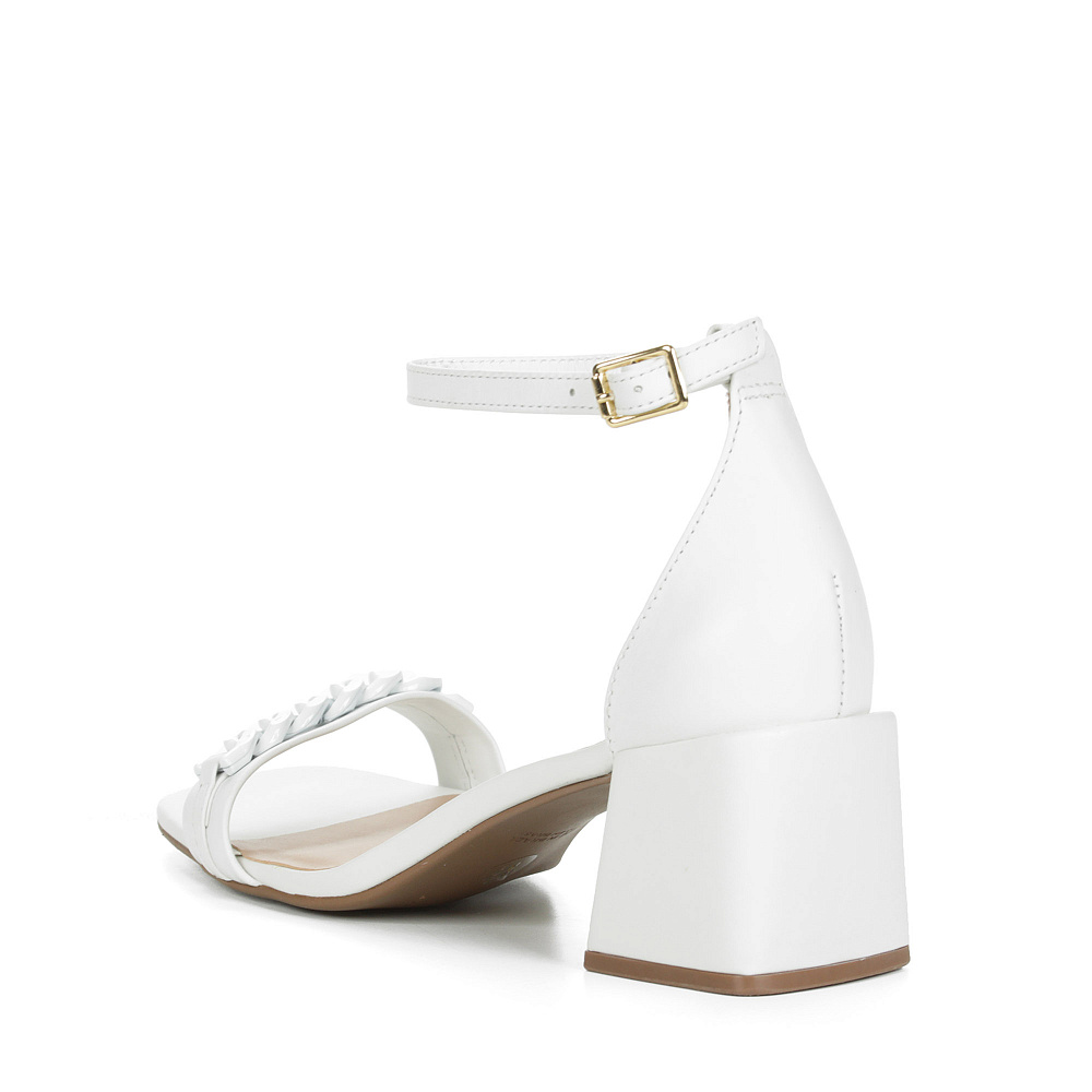 Белые босоножки с декором из цепи из кожи на подкладке из экокожи на квадратном каблуке Respect