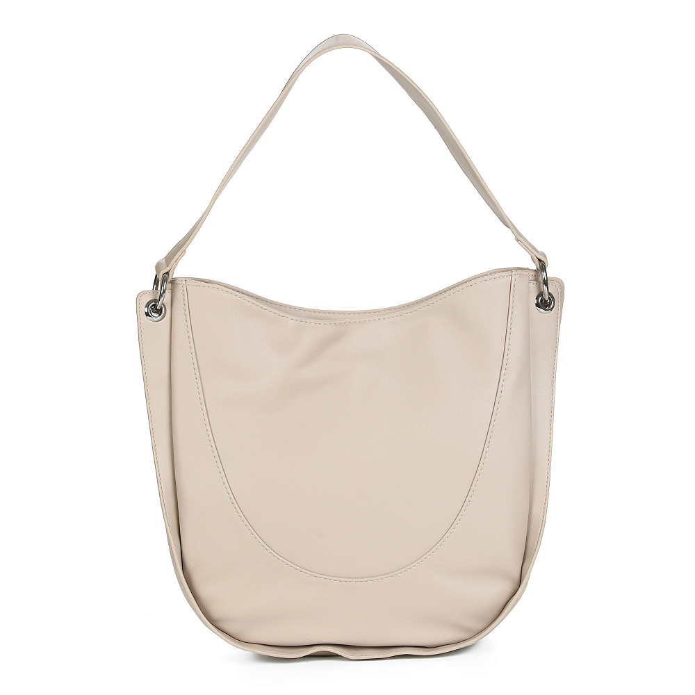 Бежевая сумка хобо из экокожи Respect