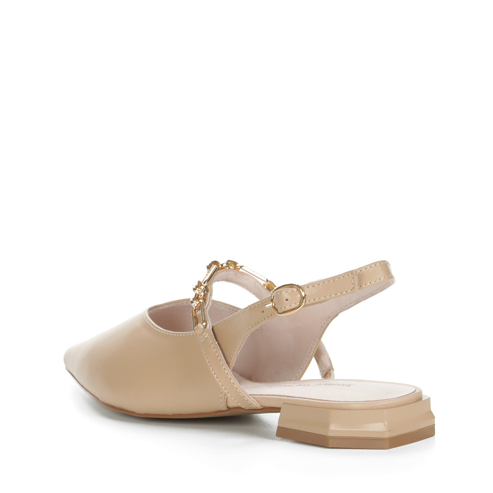 Бежевые открытые туфли с ремешком из кожи на подкладке из натуральной кожи на квадратном каблуке Respect