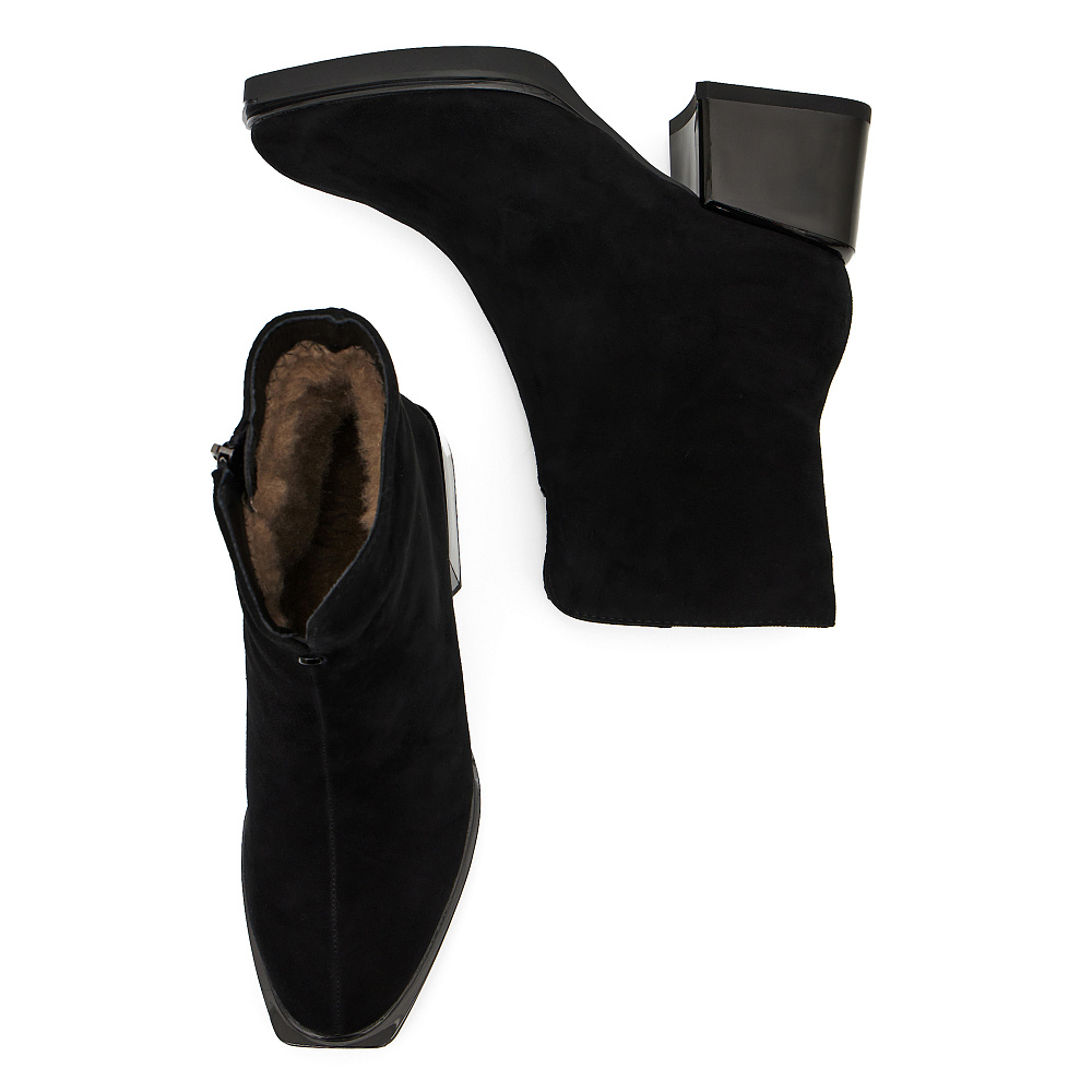Черные зимние ботильоны из натурального велюра Respect