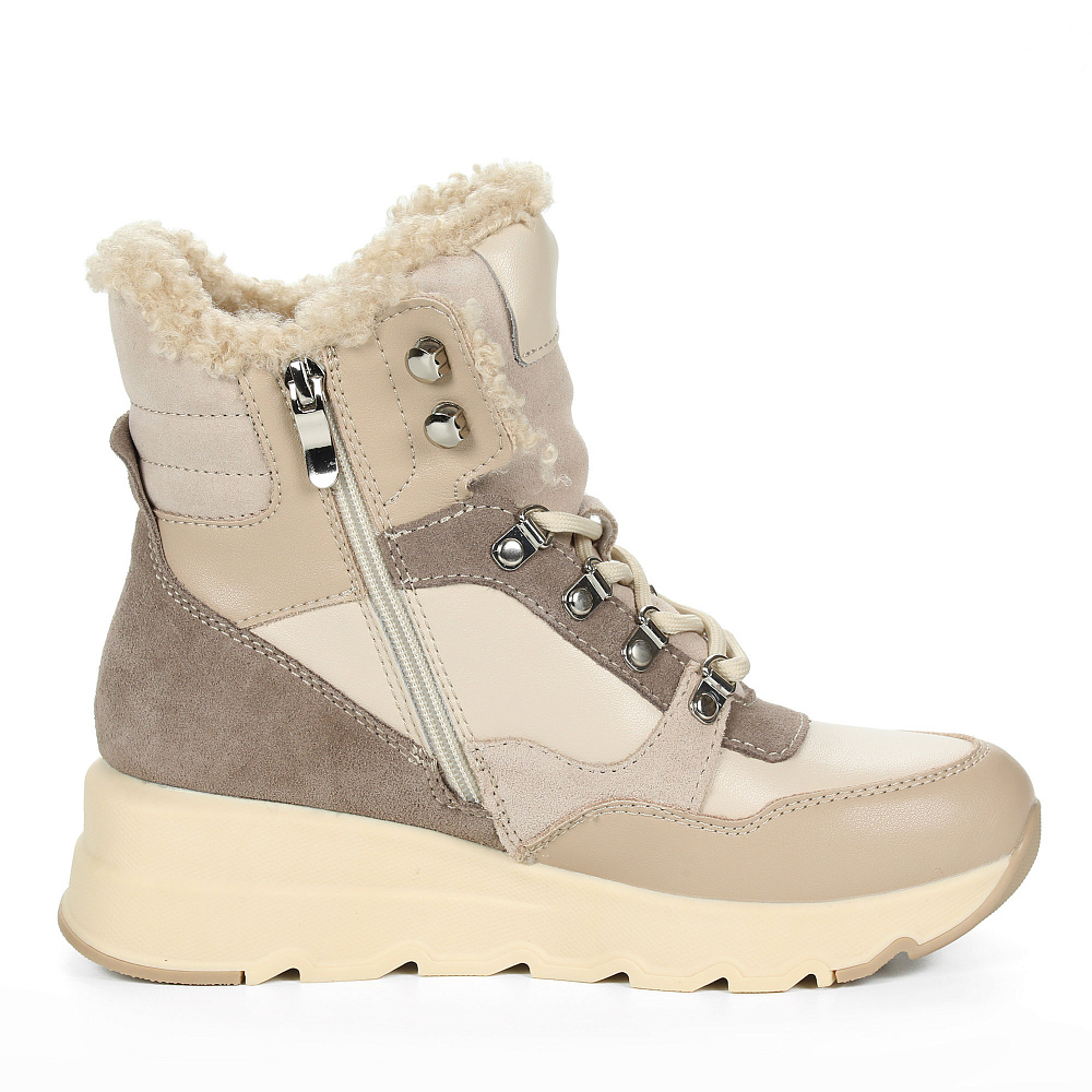 Бежевые утепленные хайкеры из кожи Respect